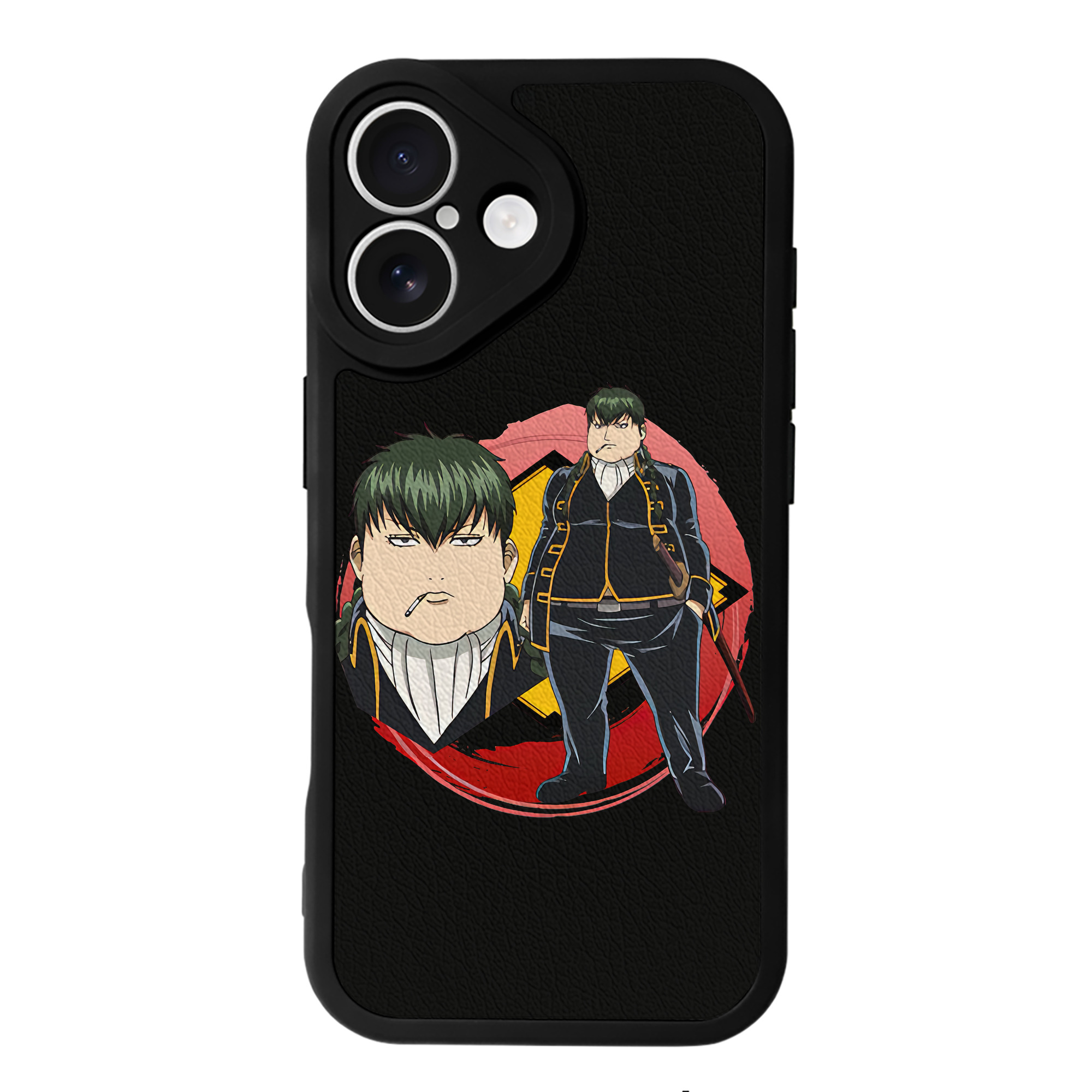（画像用） ぎんたま 坂田銀時（さかたぎんとき） 神楽 志村新八（しむら しんぱち） GINTAMA Sakata Gintoki Kagura Shimura Shinpachi 【iPhone 16シリーズ対応】シリコンスマホケース（レザー調） 材質：シリコン
